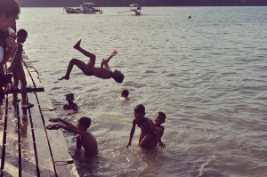 Children playing in water